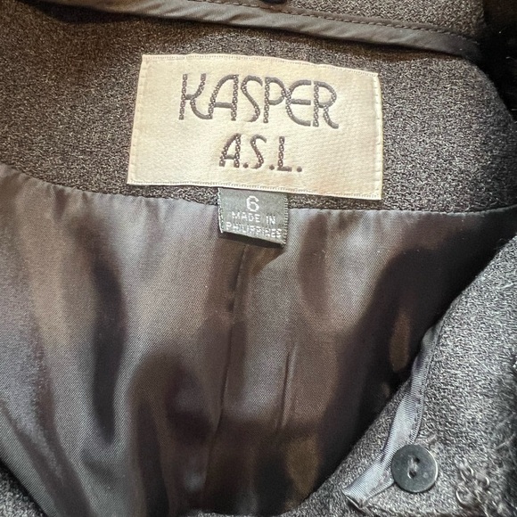 Kasper Gray Lined Button Up Jacket/blazer With Detachable Faux Fur Wool Size 6 - Picture 4 of 5